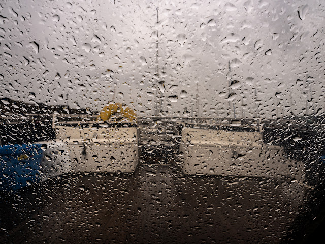 Photo of rain on Ravensdale's aft deck on Sunday