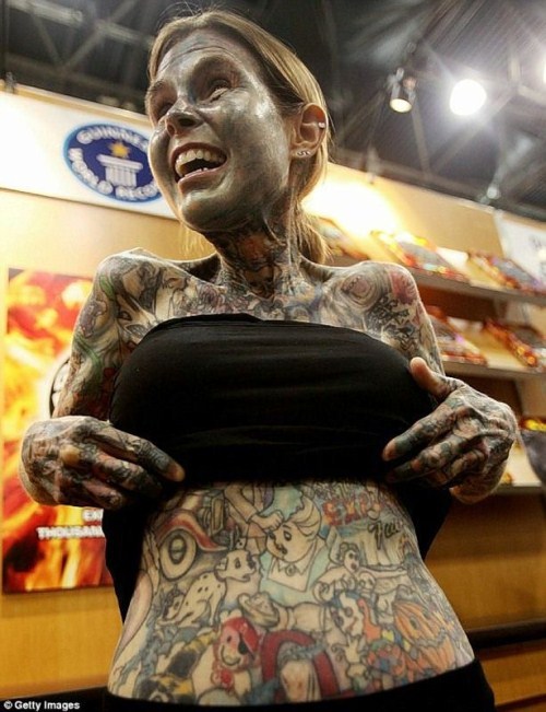 The winner of the title the most tattooed woman in the world by the Guinness 