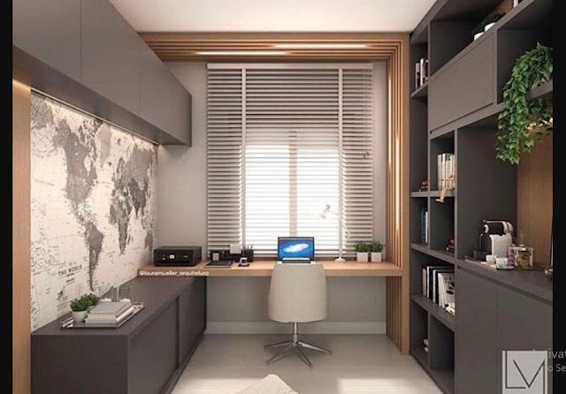 Desk Office Design with modern wood accented