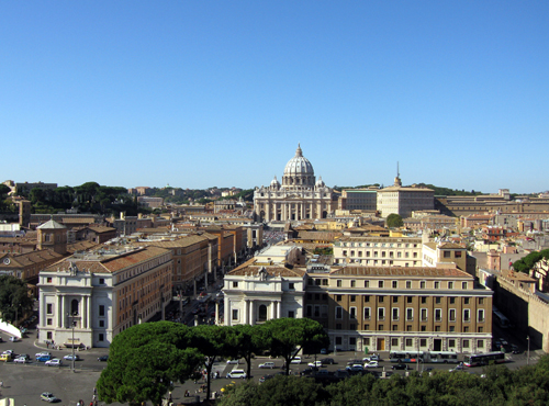 Vatican city và nhà thờ thánh Peter nhìn từ Castel del Angelo