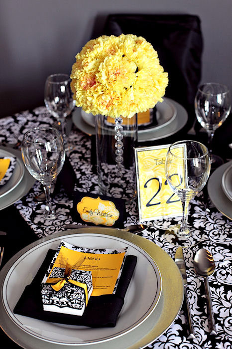 Yellow Damask Wedding Decor Love it