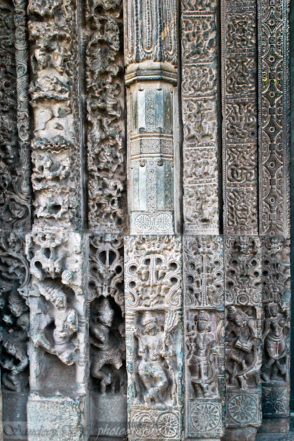 The Left part bottom section of the door jamb with 7 layers of stone carvings