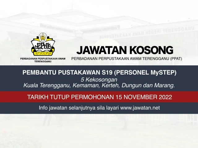 Jawatan Kosong Perbadanan Perpustakaan Awam Terengganu (PPAT) November 2022