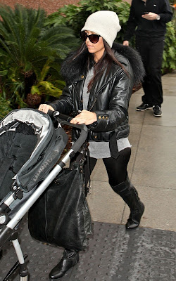 Kourney Kardashian with Mason and Kris Jenner in Canoga Park