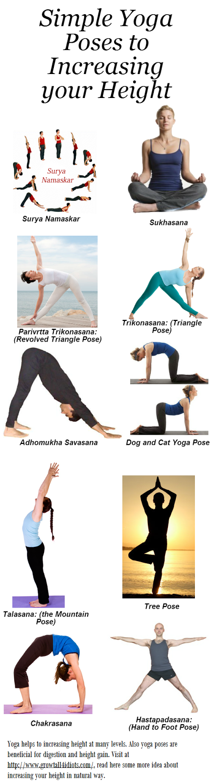 poses Poses height Increasing Infographic yoga to Simple your Height Yoga increase