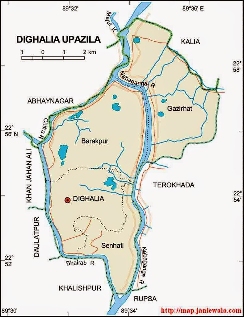 dighalia upazila map of bangladesh