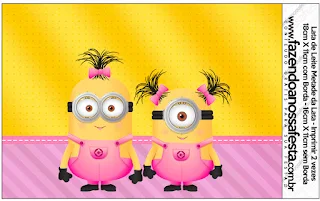 Minion Girls, Free Printable Candy Bar Labels.