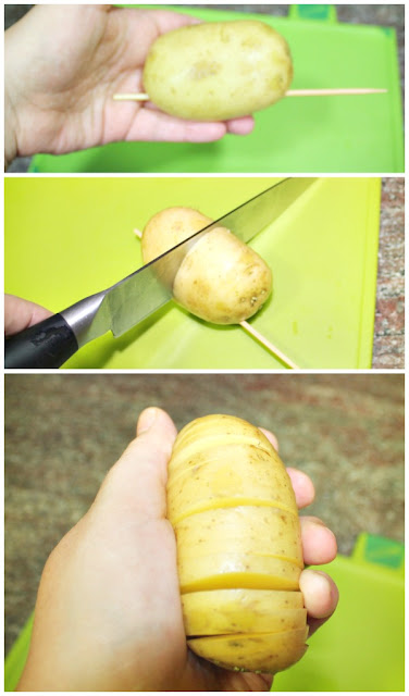 Patatas al estilo Hasselback, receta paso a paso con fotografías