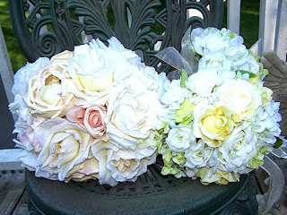 Parisian vintage french linen flower bridal bouquet by WeddingFlowerShop