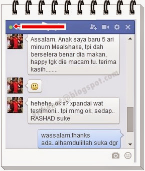 Testimoni mealshake anak berselera makan