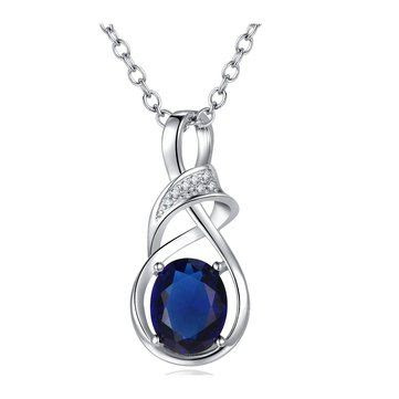 Trendy Sterling Silver Blue Rhinestone Pendant Necklaces Elengant Crystal Necklace for Women