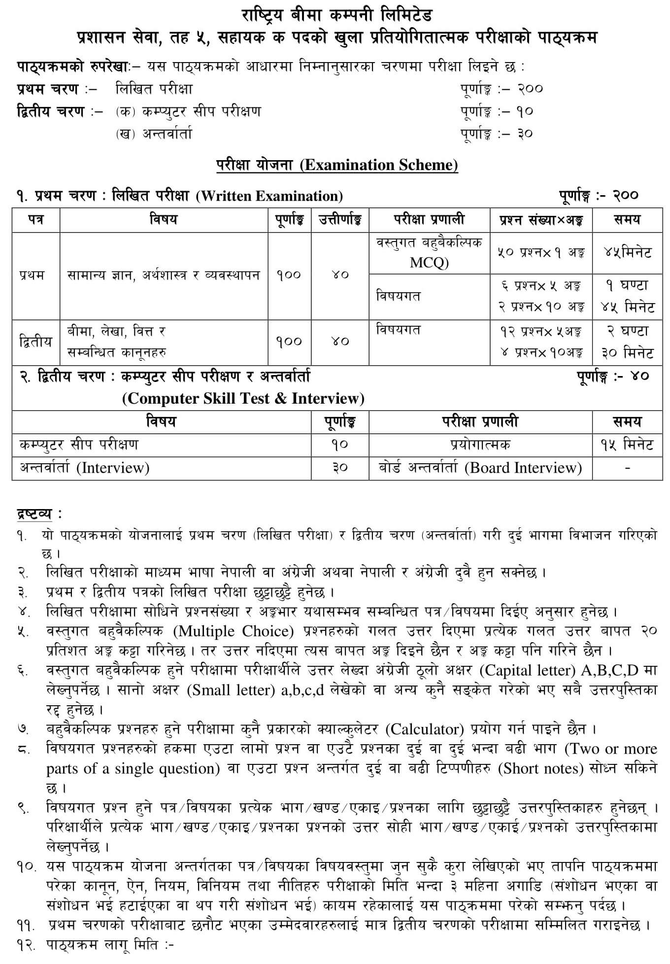 Rastriya Beema Company Level 5 Administration Syllabus. RBCL Administration Level 5 Syllabus. RBCL Level 5 Administration Syllabus. RBCL Exam Syllabus. Rastriya Beema Company Syllabus