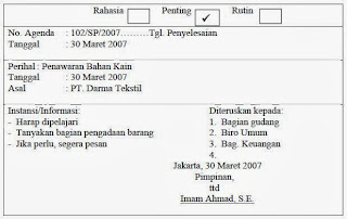 Contoh Disposisi Tidak Langsung