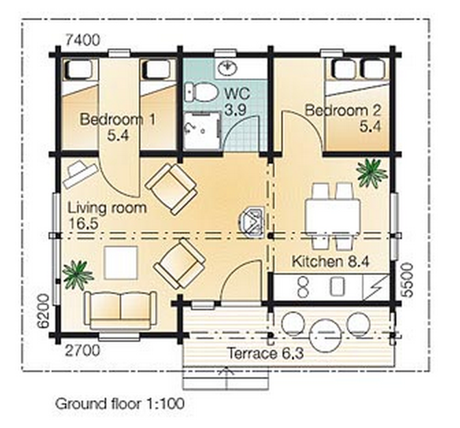 Pretty Cozy Round Timber Wooden Cabin plan