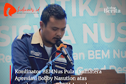 Kordinator BEMNus Pulau Sumatera Apresiasi Bobby Nasution atas penghargaannya PPKM Awards