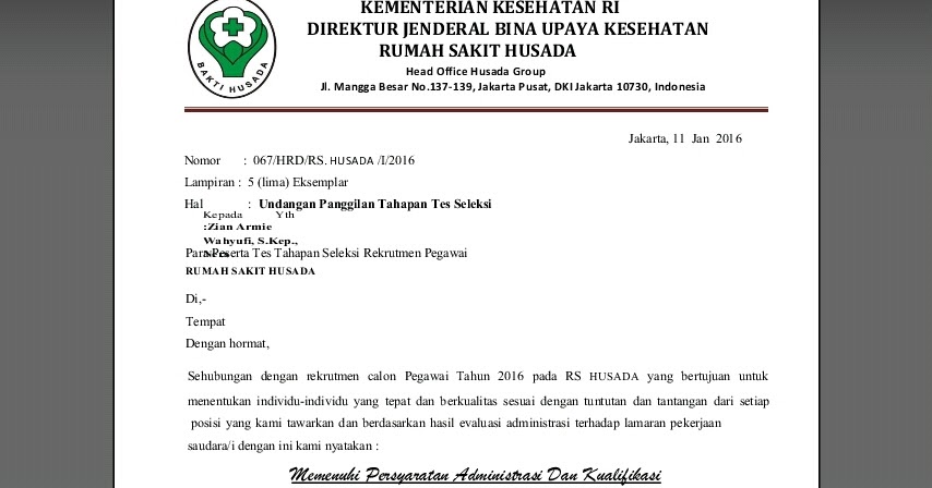 Contoh Surat Sakit Kepala