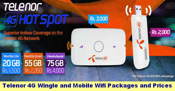 Telenor 4G Wingle and Mobile Wifi Packages and Prices