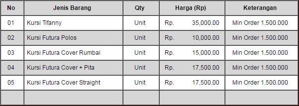 Harga Sewa Kursi Acara di Malang