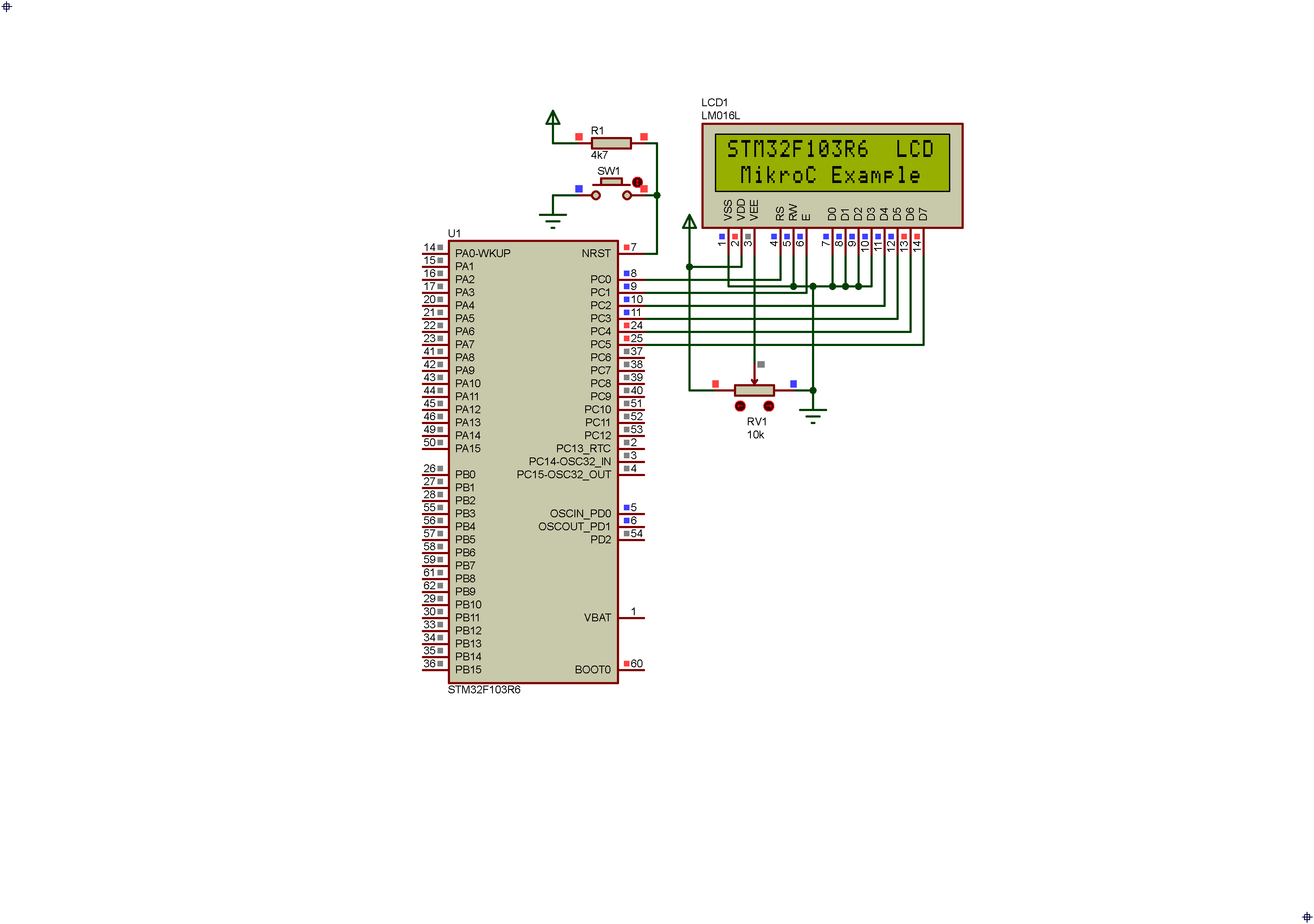 STM32F103R6 Interfaces To A Character LCD Using MikroC For ARM