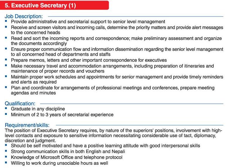 APCA Nepal - Executive Secretary : Jobs in Nepal