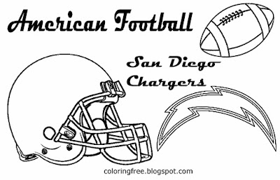 San Diego Chargers printable American team football free coloring pages for boys USA sport games