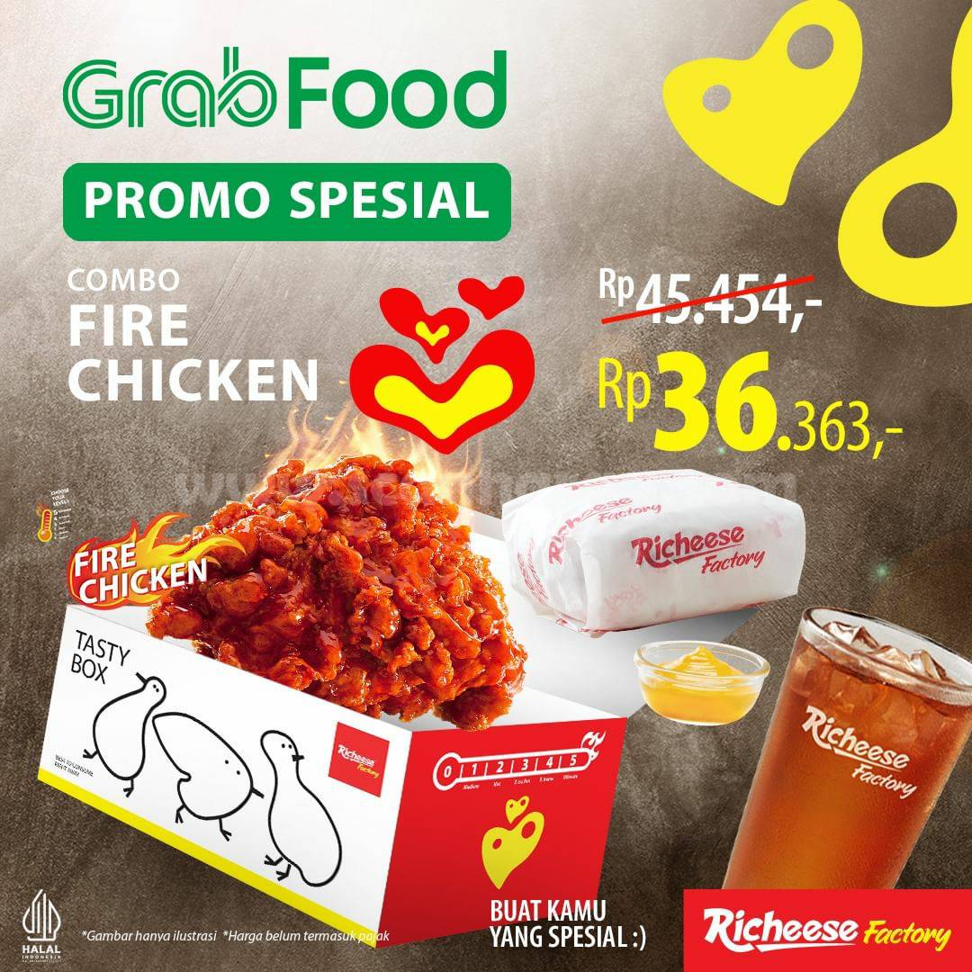 RICHEESE FACTORY Promo GRABFOOD – Combo Fire Chicken cuma Rp. 36.363