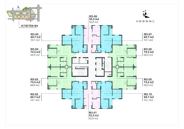 Mặt bằng thiết kế tòa M3 - Mipec View City