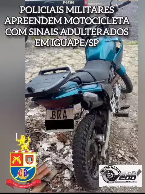 Policiais Militares apreendem motocicleta com sinais adulterados em Iguape