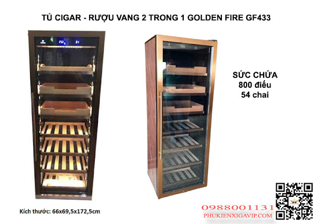 Tủ xì gà kết hợp rượu vang Golden Fire GF433