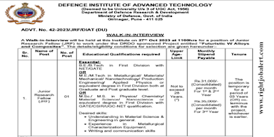 Metallurgical,Materials,Mechanical,Nanotechnology and Production Engineering Job Opportunities in DRDO-DIAT
