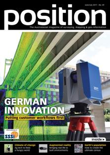 Position. Surveying, mapping & geo-information 89 - June & July 2017 | TRUE PDF | Bimestrale | Professionisti | Logistica | Distribuzione
Position is the only ANZ-wide independent publication for the spatial industries. Position covers the acquisition, manipulation, application and presentation of geo-data in a wide range of industries including agriculture, disaster management, environmental management, local government, utilities, and land-use planning. It covers the increasing use of geospatial technologies and analysis in decision making for businesses and government. Technologies addressed include satellite and aerial remote sensing, land and hydrographic surveying, satellite positioning systems, photogrammetry, mobile mapping and GIS. Position contains news, views, and applications stories, as well as coverage of the latest technologies that interest professionals working with spatial information. It is the official magazine of the Surveying and Spatial Sciences Institute.