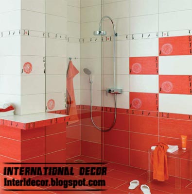 modern red tiles designs ideas for bathroom decorations