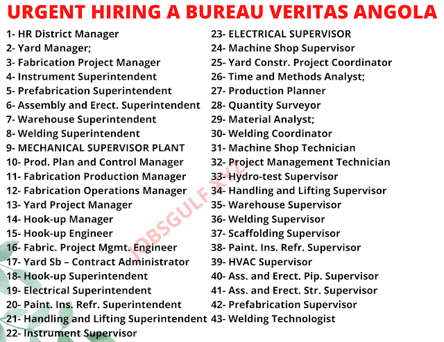 URGENT HIRING A BUREAU VERITAS ANGOLA