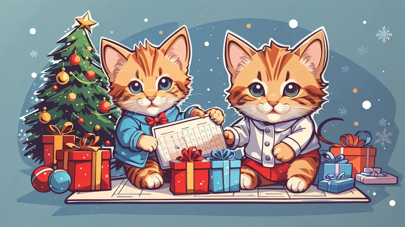 Cute kitten checking the schedule