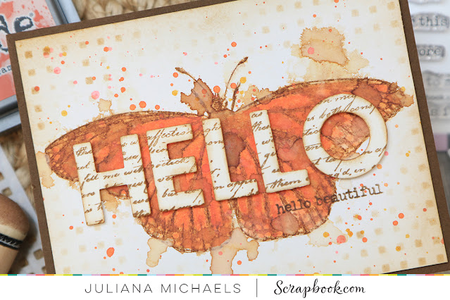 Hello Beautiful Card by Juliana Michaels featuring Scrapbook.com and Tim Holtz products