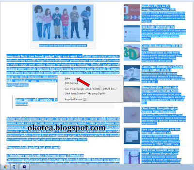 Cara mudah menyalin tulisan artikel di internet ke Ms word