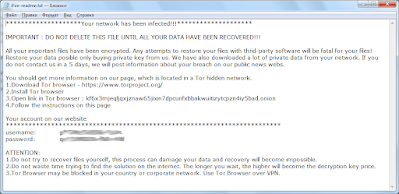 IceFire Ransomware note, записка