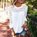 2018 Summer Women Top Long Sleeve Elegant White Lace Blouse Femme Hollow Out Ladies Office Shirt Transparent Cotton Blusas Mujer