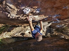 Fighting the pump of a 30' boulder problem.