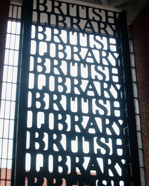 Entrance gate by David Kindersley and Lida Lopes Cardozo, British Library, Euston Road, St Pancras, Camden, London