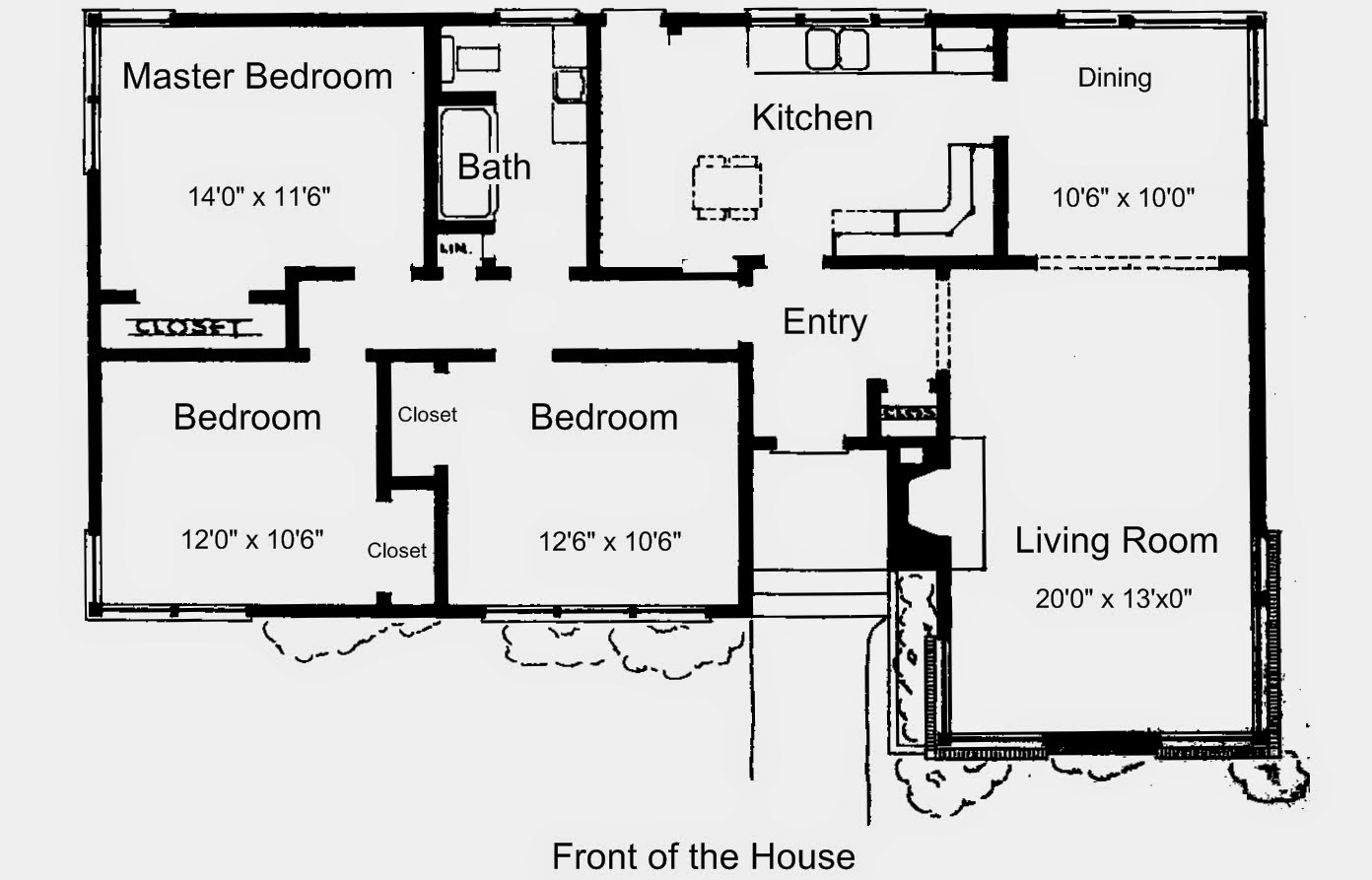 Gambar Denah Rumah Sederhana 1 Lantai 3 Kamar Tidur | Desain Rumah 
