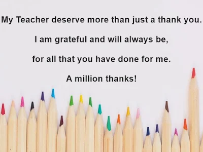 Thank you message for teacher with Pencils image