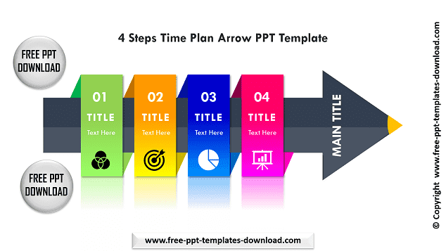 4 Steps Time Plan Arrow PPT Template Download