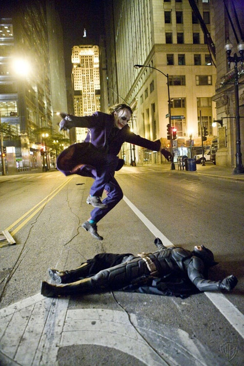 just heath ledger jumping over christian bale