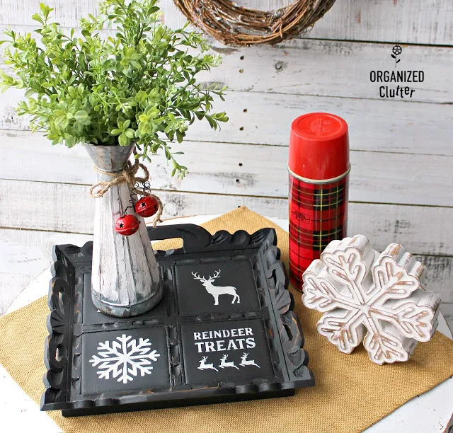 Photo of Christmas painted & stenciled serving tray