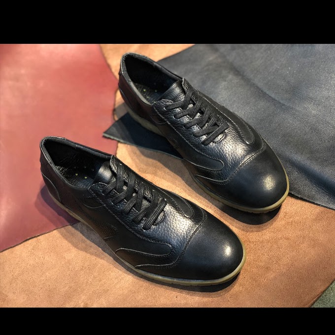 [Rẻ Vô Địch] Giày Tây Nam buộc dây da bò mộc màu đen nguyên tấm dáng thể thao Made in Viet Nam LT005 Sr7