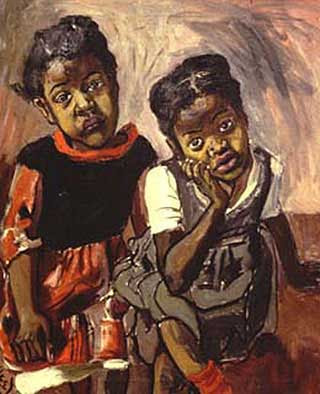 (Two Girls, Spanish Harlem painted by Alice Neel 1959