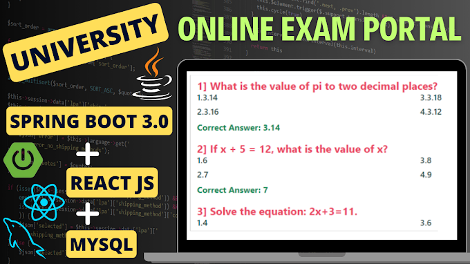 Online Exam Portal Project using Spring Boot + React JS + MySQL | Online Quiz System Project in Spring Boot