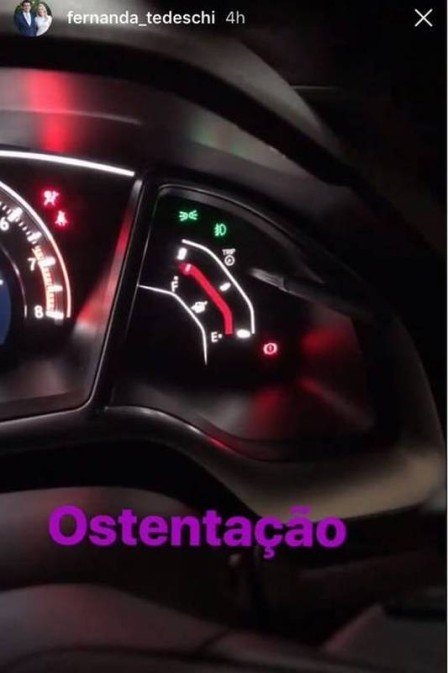 Cunhada de Temer publica foto de tanque cheio e ironiza desabastecimento