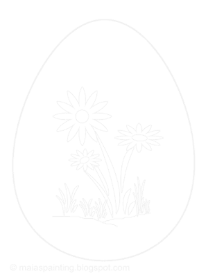 Easter egg with daisies - printable coloring page 6